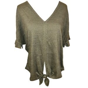 max studio embroidered tie-front women’s blouse size women’s extra large